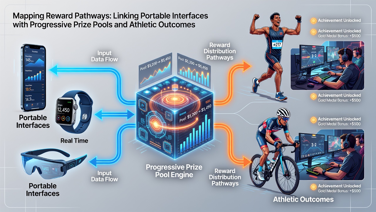 Illustration der Verbindung zwischen progressiven Jackpots, mobilen Apps und Sportprognosen in einem einheitlichen System